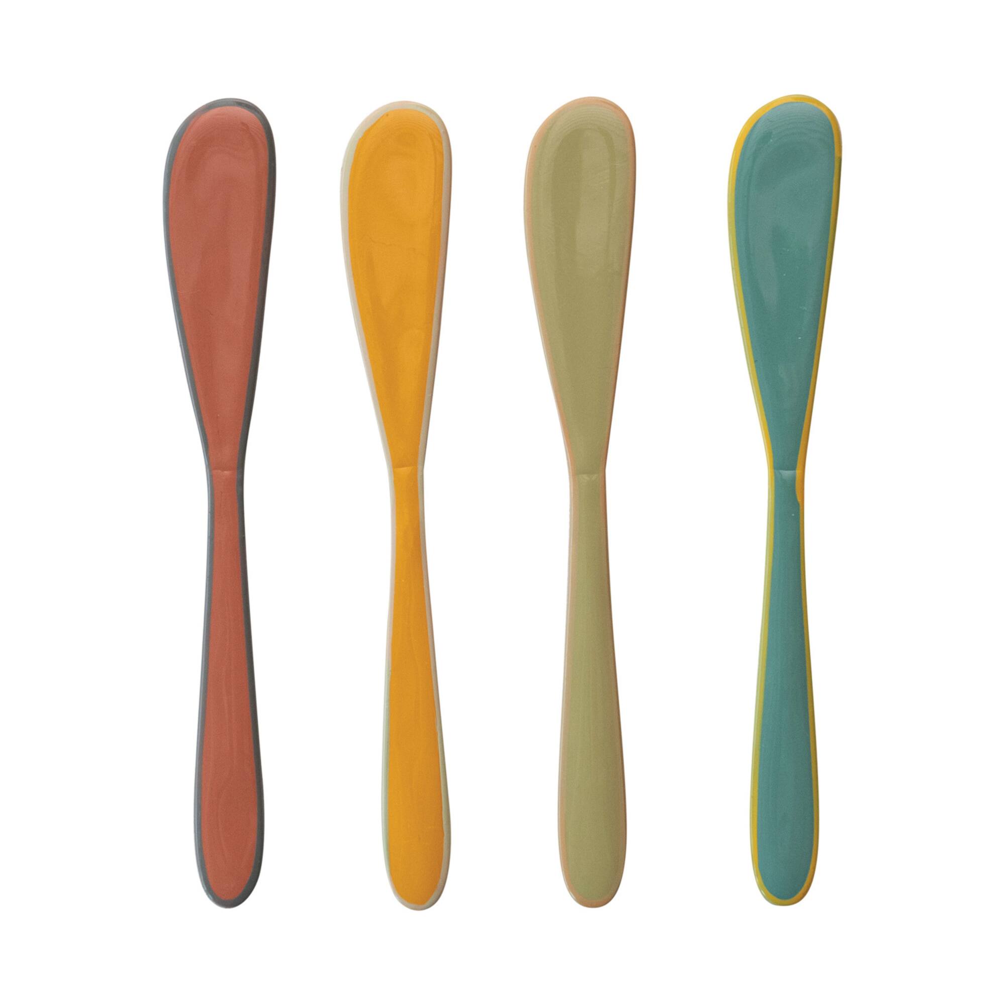 Hello Honey® 5.75" Multicolor Enameled Stainless Steel Canape Knives with Colored Edge